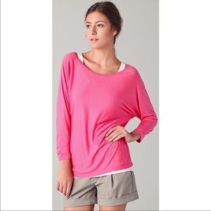 VINCE Women's Hot Pink Scoop Neck Batwing Sleeve Top-Tunic Size  M